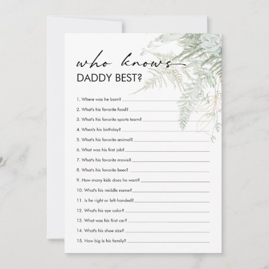 Greenery Baby shower Wie kent papa Beste Kaart (Voorkant)