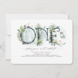 Greenery Baby's 1e verjaardag Uitnodiging - Neutra