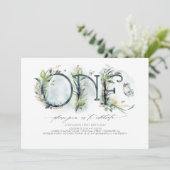 Greenery Baby's 1e verjaardag Uitnodiging - Neutra (Staand voorkant)