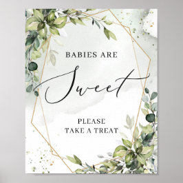 Greenery baby's zijn zoete teken goud geometrische poster