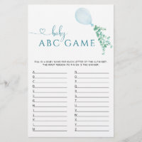 Greenery Balloon Baby shower Game ABC