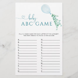 Greenery Balloon Baby shower Game ABC