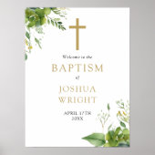 Greenery Baptism Christening Welkomstteken Poster (Voorkant)