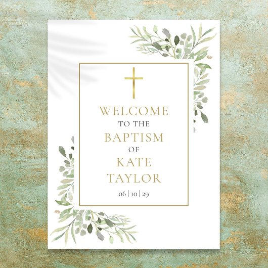 Greenery Baptism Christening Welkomstteken Poster