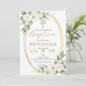 Greenery Baptism Invitation Kaart (Staand voorkant)