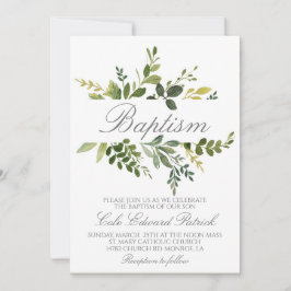 Greenery Baptism Invitation Kaart