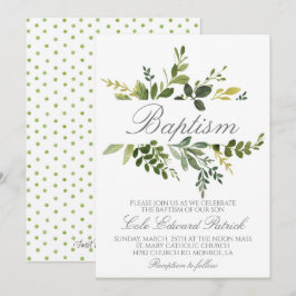 Greenery Baptism Invitation Kaart