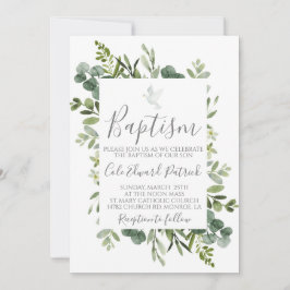 Greenery Baptism Invitation Kaart