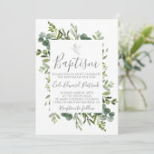 Greenery Baptism Invitation Kaart (Staand voorkant)