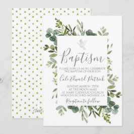 Greenery Baptism Invitation Kaart