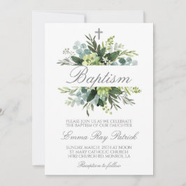 Greenery Baptism Invitation Kaart