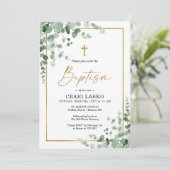 Greenery Baptism Invitation Kaart (Staand voorkant)