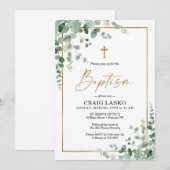Greenery Baptism Invitation Kaart (Voorkant / Achterkant)