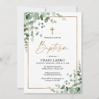Greenery Baptism Invitation Kaart