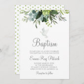 Greenery Baptism Invitation Kaart (Voorkant / Achterkant)