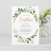 Greenery Baptism Invitation Kaart (Staand voorkant)