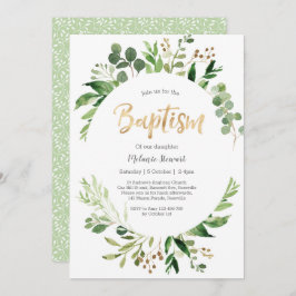 Greenery Baptism Invitation Kaart