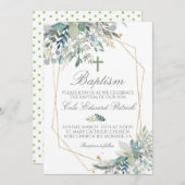 Greenery Baptism Invitation Kaart (Voorkant / Achterkant)