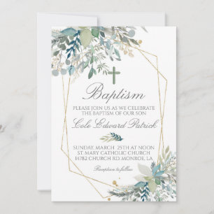 Greenery Baptism Invitation Kaart