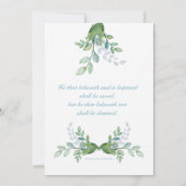 Greenery Baptism Invite Boy Foto Kaart (Achterkant)