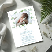 Greenery Baptism Invite Boy Foto Kaart