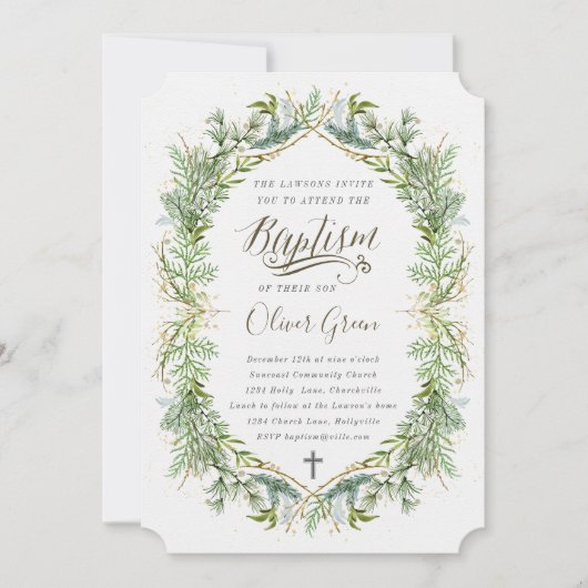 Greenery Baptism-uitnodiging Kaart (Voorkant)