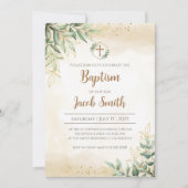 Greenery Baptism uitnodigingen voor Boy Christenin (Voorkant)