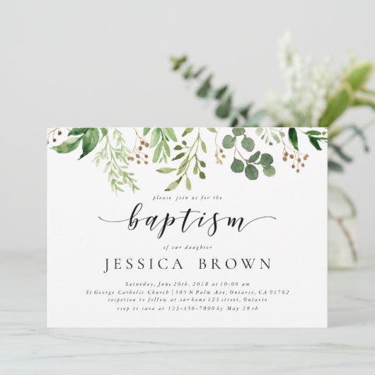 Greenery Baptism waterverf Baptism-2 Kaart (Staand voorkant)