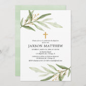 Greenery baptisme uitnodiging groene gouden waterv (Voorkant / Achterkant)