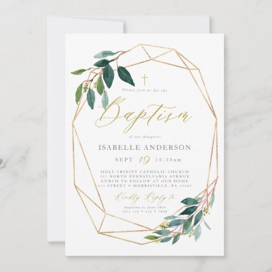 Greenery baptisme-uitnodiging kaart (Voorkant)