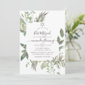 Greenery Bat Mitzvah Kaart (Staand voorkant)