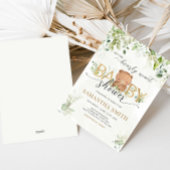 Greenery Bear Baby Shower Kaart
