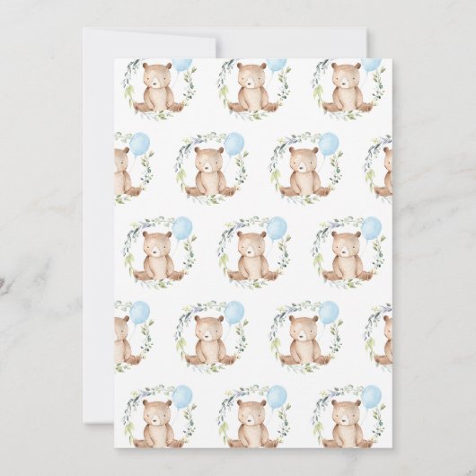 Greenery Bear Baby Shower Kaart (Achterkant)