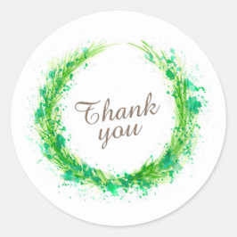 Greenery bedankt je bruiloft of gelegenheidssticke ronde sticker