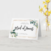 Greenery Bedankt voor het zijn van de Maid of Hono Kaart (Gele Bloem)