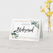 Greenery Bedankt voor het zijn van mijn bruidsmeis Kaart (Gele Bloem)