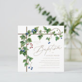 Greenery Bedekte Kruis Gouden Script Doop Kaart (Staand voorkant)