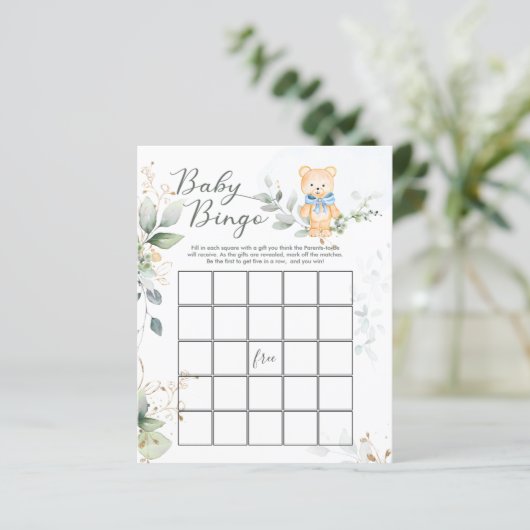 Greenery Beer Baby shower Bingo Game Papier (Staand voorkant)