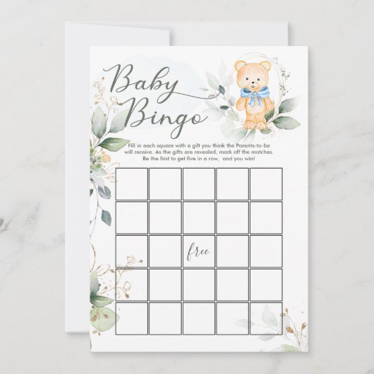 Greenery Beer Baby shower Bingo/Traits Games Kaart (Voorkant)
