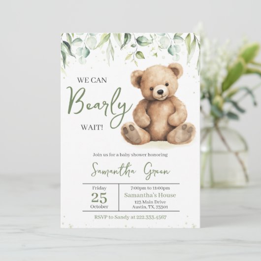 Greenery Beer Baby shower Kaart (Staand voorkant)