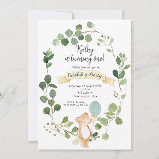 Greenery Beer Birthday Uitnodiging (Voorkant)