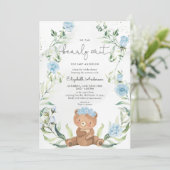 Greenery Beer Blue Floral Boy Baby shower Kaart (Staand voorkant)