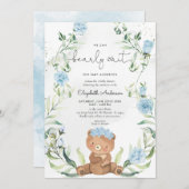 Greenery Beer Blue Floral Boy Baby shower Kaart (Voorkant / Achterkant)