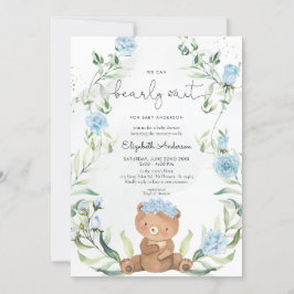 Greenery Beer Blue Floral Boy Baby shower Kaart