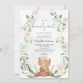 Greenery Beer Blush Pink Floral Girl Baby shower Kaart (Voorkant)