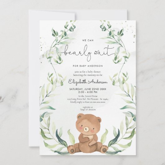 Greenery Beer Gender Neutral Elegant Baby shower Kaart (Voorkant)