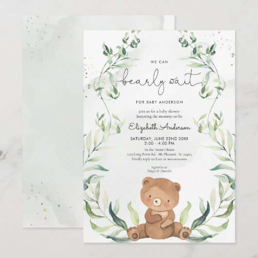 Greenery Beer Gender Neutral Elegant Baby shower Kaart