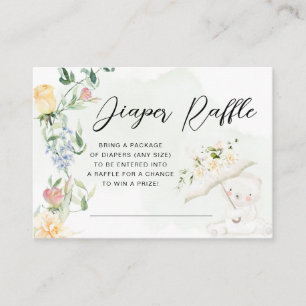 Greenery Beer Gender Neutral Floral Diaper Raffle Informatiekaartje