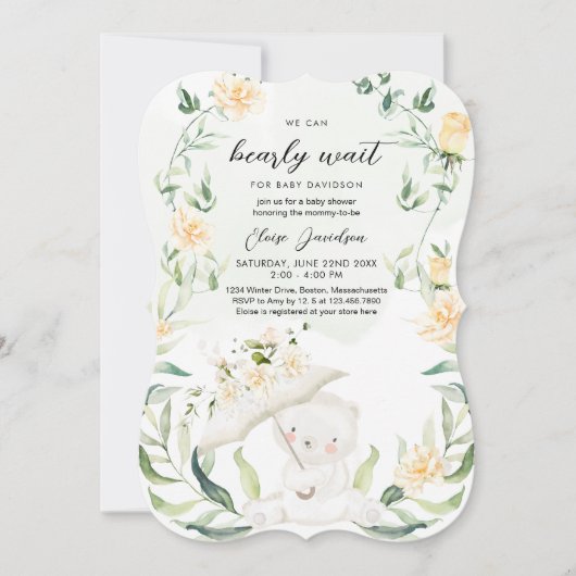 Greenery Beer Gender Neutral Yellow Baby shower I Kaart (Voorkant)