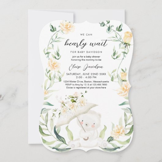 Greenery Beer Gender Neutral Yellow Baby shower I Kaart (Voorkant)